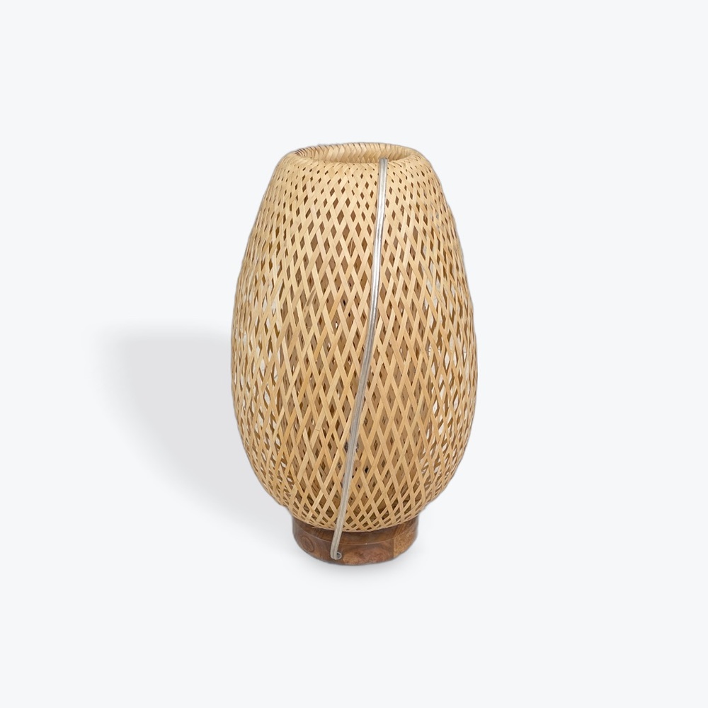 Luxury Decor Tall Bamboo slat Table Lamp Hand Made Electric Plug In